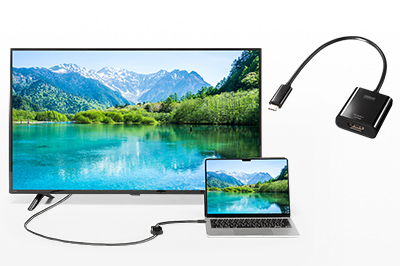 大量導入に適した簡易パッケージのUSB Type C-HDMI変換アダプタ