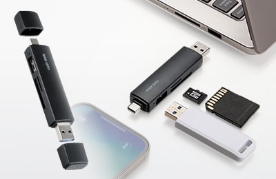 Type-C と USB-A の両方に直挿しできる、SD/microSDカードリーダー