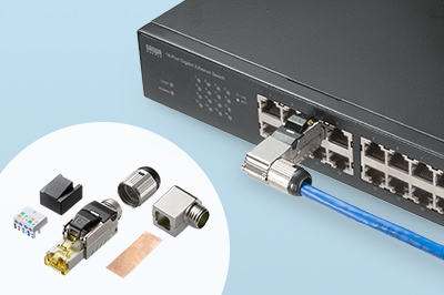 上下左右90°角度を変更できるCAT6A対応の自作用L字型LANコネクタ