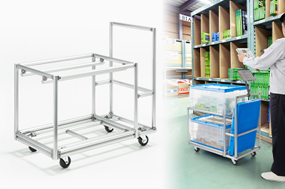 現場に合わせてカスタマイズできるアルミ製パイプカート