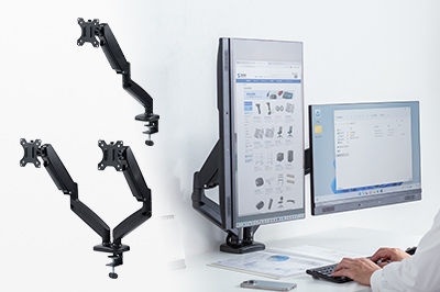モニターの位置を自由に調整できるガススプリング式モニターアーム