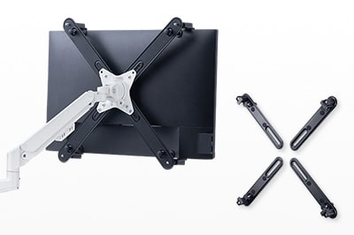 VESA非対応モニターをモニターアームに取り付けられるホルダー