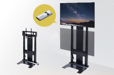 大型テレビを高い位置まで壁寄せ設置できる、電動昇降テレビスタンド