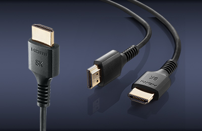 細くて取り回しのしやすいスリムHDMIケーブル（UltraHighSpeed認証品）