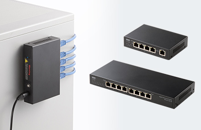 IEEE802.3at（PoE+）に対応したコンパクトなギガビット通信対応PoEスイッチングハブ