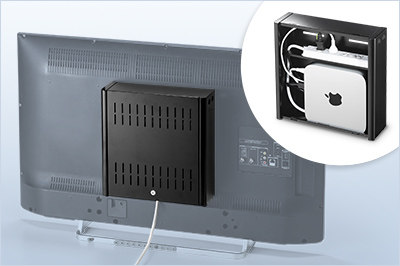 HDDや小型パソコンをモニタ背面に収納できるセキュリティボックス