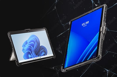 Surface Proを衝撃から守る、耐衝撃素材のショルダーベルト付きケース