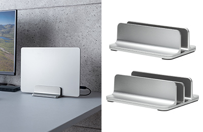 ノートパソコンを縦置きできるアルミスタンド