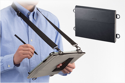 9〜11インチまでのタブレットを取り付けできる、手帳型タブレットケース