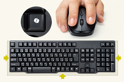 レシーバー1つでどこでも使える！余分な部分を省いたコンパクトフルキーボード+マウスセット