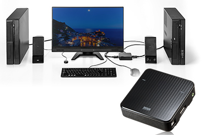 DisplayPortディスプレイ・USBキーボード・USBマウスに対応したKVM切替器