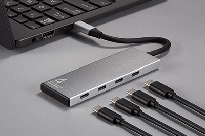 10Gbps対応のType-Cポートを4つ備えた、薄型ハブ