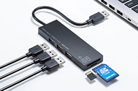 USB機器・SD・microSDがこれ一台で使えるUSBコンボハブ。