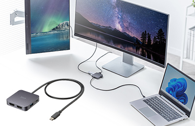 HDMI×2またはHDMI・Type-Cの2種類の映像出力ができる、Type-Cハブ