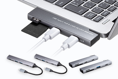 USB PD最大90W対応！カードリーダーが付いた薄型Type-Cハブ。