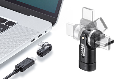 自由自在にクルクル回転するUSB2.0 Type-Cアダプタ（PD240W対応）