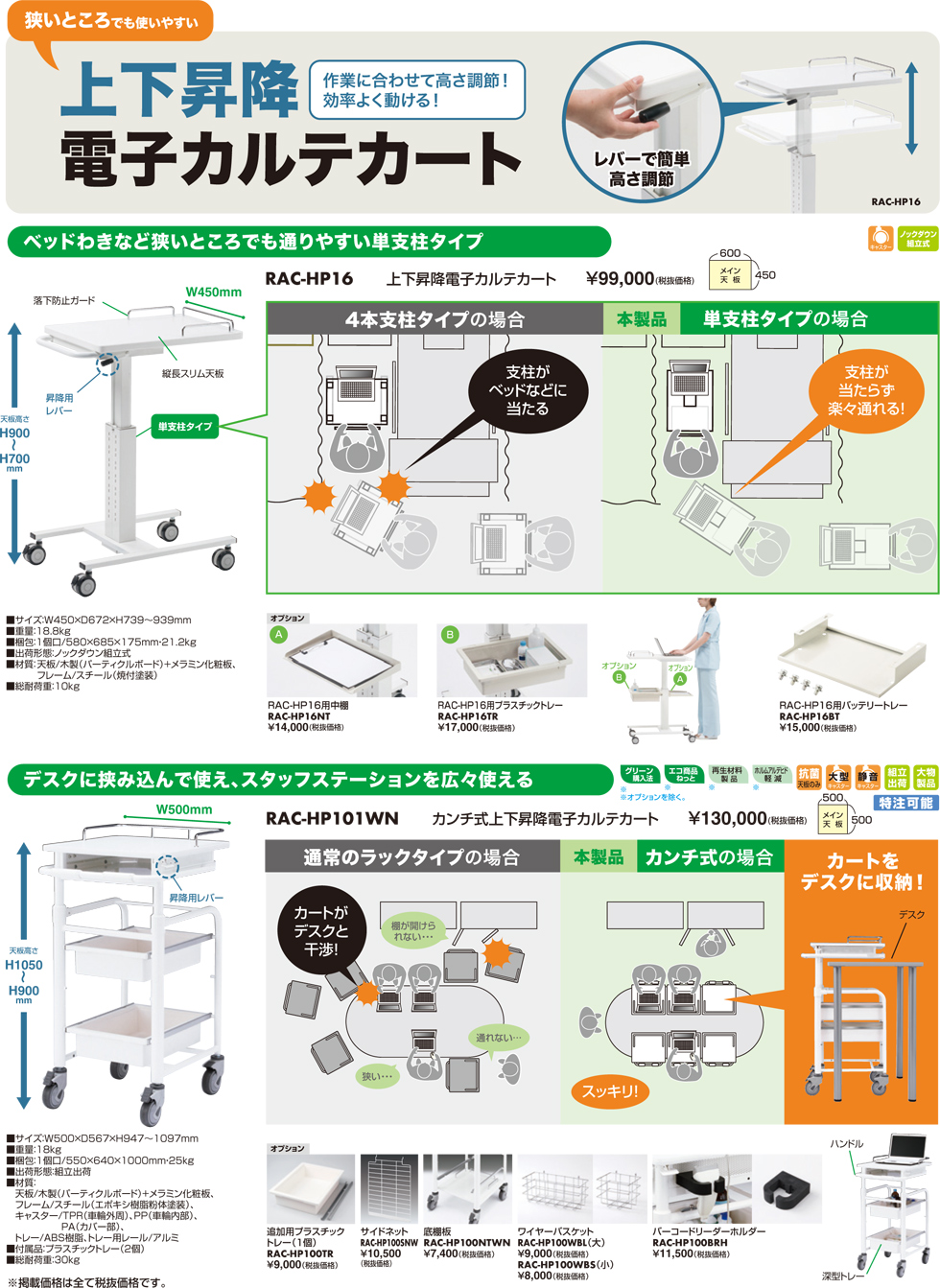 狭いところでも使いやすい！上下昇降電子カルテカートのご案内