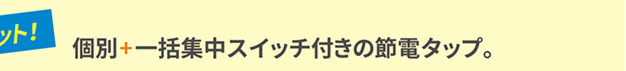 個別+一括集中スイッチ付きの節電タップ
