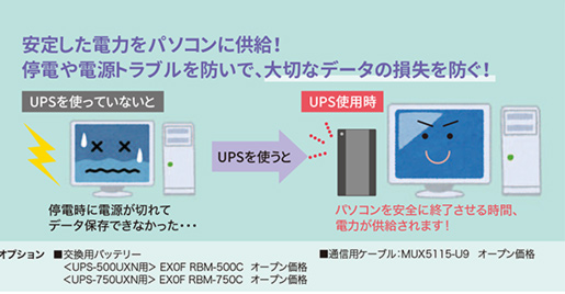 安定した電力をパソコンに供給！停電や電源トラブルを防いで、大切なデータの損失を防ぐ