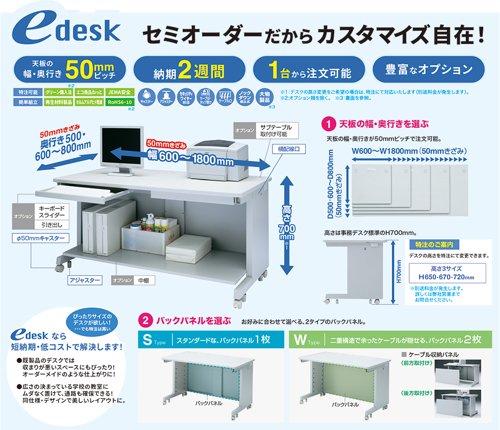 サンワサプライ eデスク Sタイプ 幅800×奥行き600mm 総耐荷重180kg ED