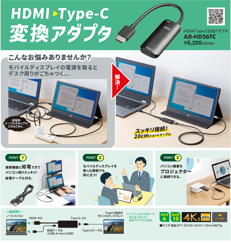 HDMI-Type-C変換アダプタのご案内