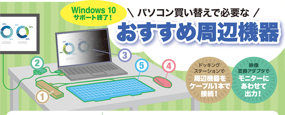 Windows 10サポート終了！パソコン買い換えで必要なおすすめ周辺機器のご案内