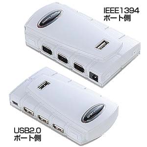 1394-RP4UWH / 1394＆USB2.0コンボハブ（ホワイト）