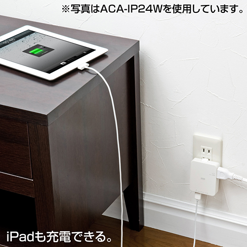 ACA-IP24BK / USB充電タップ型ACアダプタ（電源1個口・USBポート1個口・ブラック）