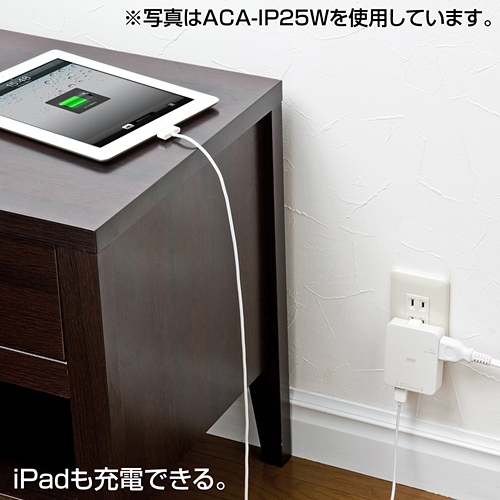 ACA-IP25BK / USB充電タップ型ACアダプタ（USBポート2個口・電源1個口・ブラック）
