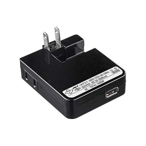 ACA-IP26SBK / USB充電タップ型ACアダプタ（出力1A×1ポート）ブラック