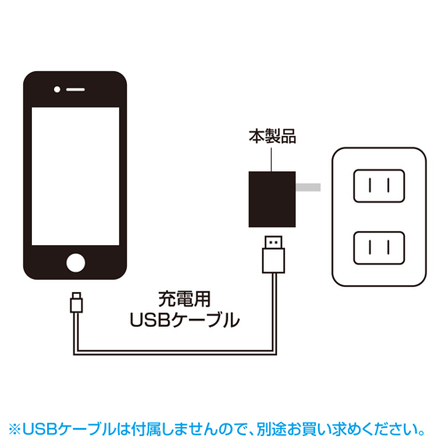 ACA-IP32BKN / 超小型USB充電器（1A・ブラック）