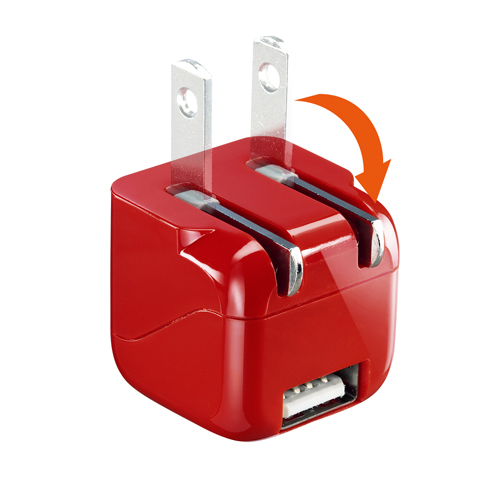 ACA-IP32R / 超小型USB充電器（1A・レッド）