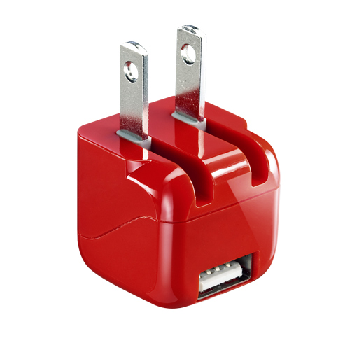 ACA-IP32R / 超小型USB充電器（1A・レッド）