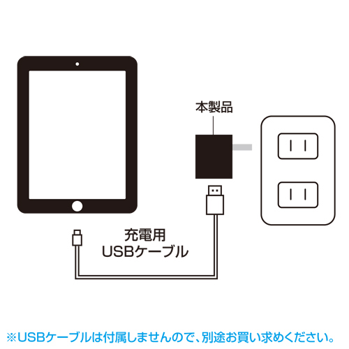 ACA-IP33BK / 超小型USB充電器（2.1A・ブラック）