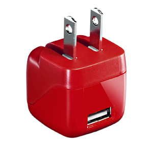 ACA-IP33R / 超小型USB充電器(2.1A・レッド)
