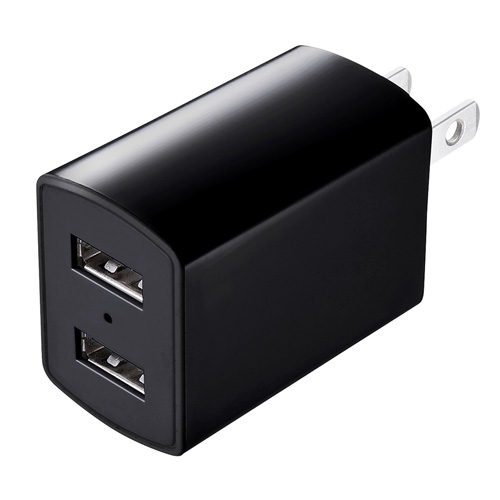 ACA-IP36BK / USB充電器（2ポート・合計2.1A・ブラック）