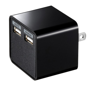 ACA-IP39BK / USB充電器(2ポート・合計3.4A・ブラック)