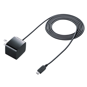 ACA-IP45BK / microUSBケーブル一体型AC充電器(2.1A・ブラック)