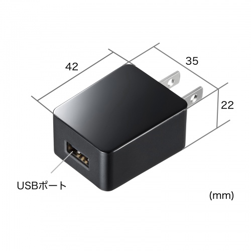 ACA-IP49BKN / USB充電器（1A・高耐久タイプ・ブラック）