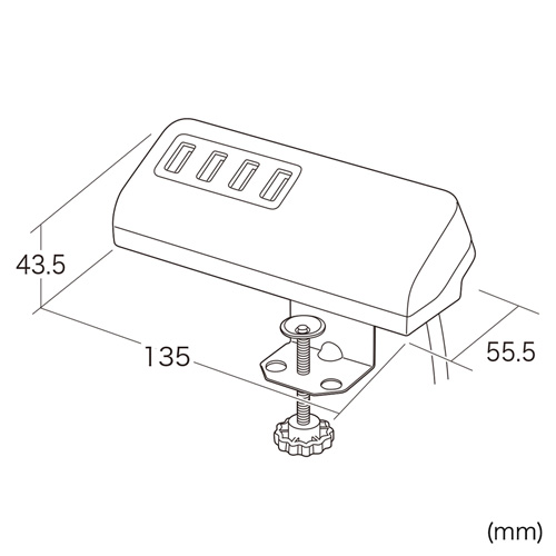 ACA-IP50BK / クランプ式USB充電器（USB4ポート・ブラック）