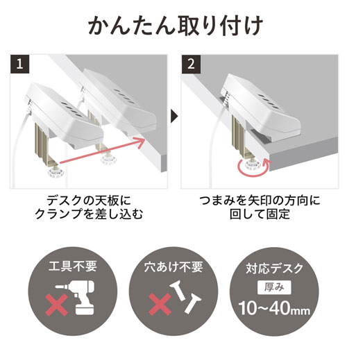 ACA-IP50W / クランプ式USB充電器（USB4ポート・ホワイト）