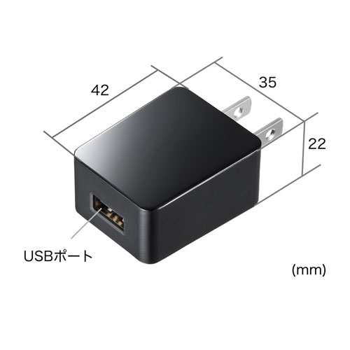 ACA-IP52BK / USB充電器（2A・高耐久タイプ・ブラック）