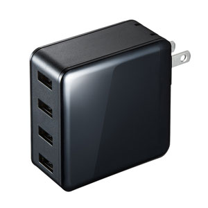 ACA-IP54BK / USB充電器(4ポート・合計6A・ブラック)