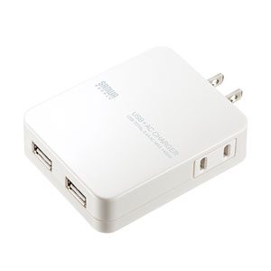 ACA-IP59W / ACコンセント付きUSB充電器(2ポート・合計3.4A・ホワイト)