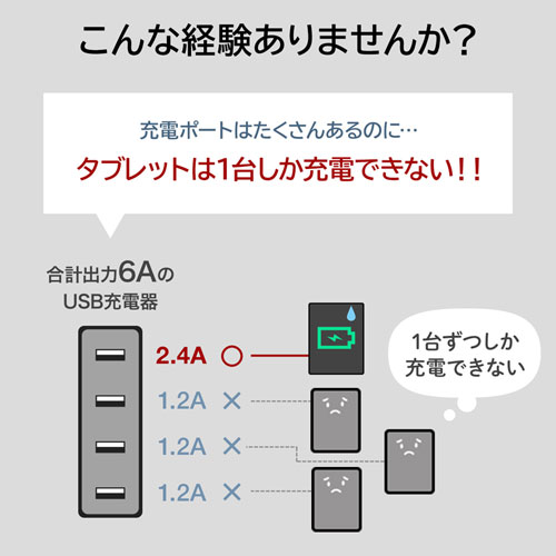 ACA-IP61 / USB充電器（10ポート・1ポート最大2.4A・合計24A）