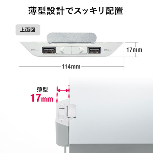 ACA-IP66 / USB充電器（2ポート・合計4.2A・デスク設置タイプ）