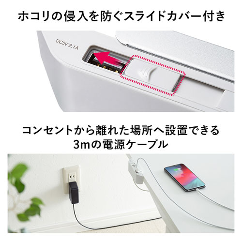 ACA-IP66 / USB充電器（2ポート・合計4.2A・デスク設置タイプ）