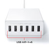 ACA-IP67W / USB充電器（6ポート・合計12A・ホワイト）