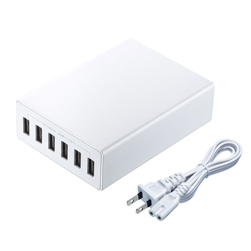 ACA-IP67W / USB充電器（6ポート・合計12A・ホワイト）