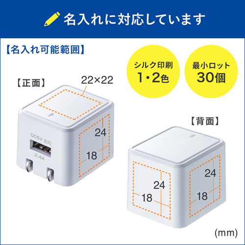 ACA-IP79W / キューブ型USB充電器（2.4A・ホワイト）